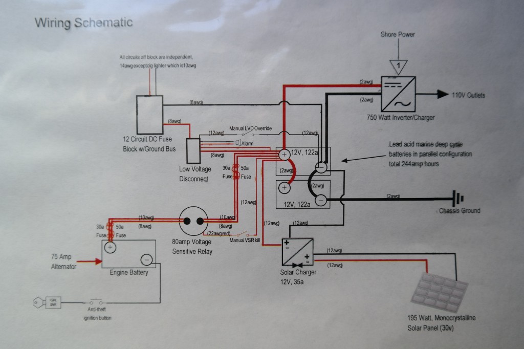 Detailed electrical schematic for house battery and charging system