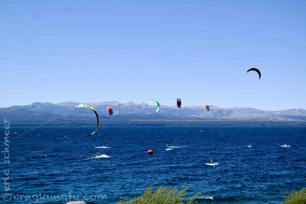 Windsurfers were out in numbers